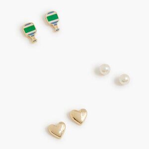 J. Crew Pickleball Stud Earrings Set-of-Three/NWT